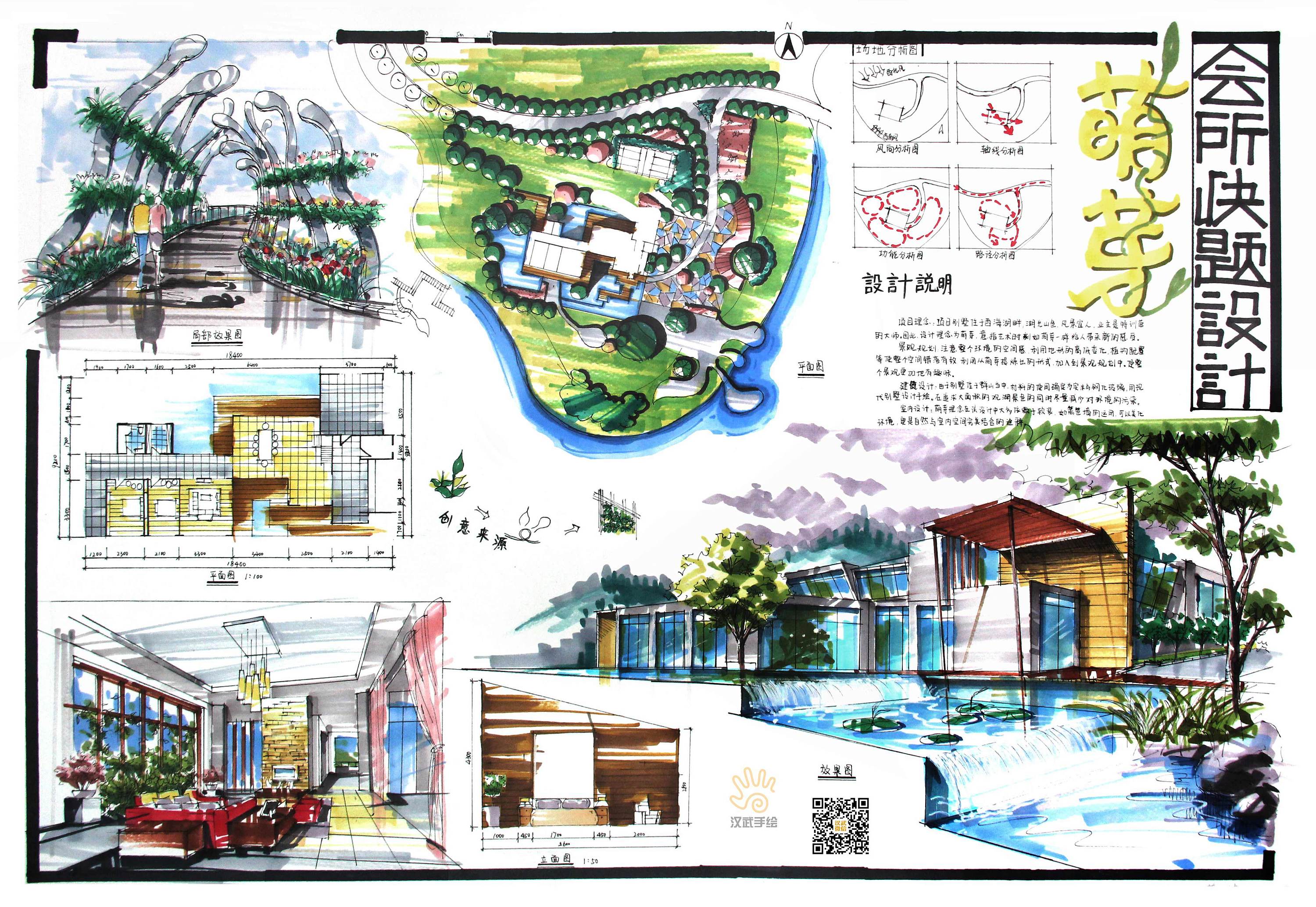 环艺景观与建筑设计手绘快题 考研作品集的创意融合与表达
